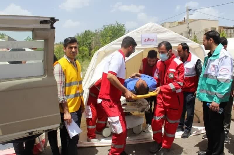 برگزاری مانور آمادگی در برابر بلایای طبیعی در بیمارستان تامین‌اجتماعی امام حسین (ع) زنجان